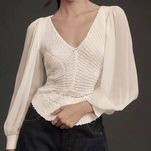 NWOT Anthropologie puffed sleeve knit sweater. S